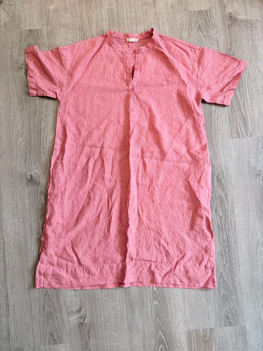 Eileen Fisher Short-Sleeve PINK RED Linen shirt Dress